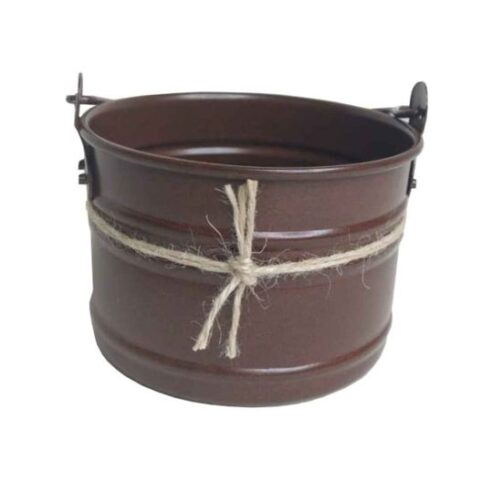 Cachepot vaso Balde em metal com alça
