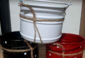 Cachepot vaso Balde em metal com alça